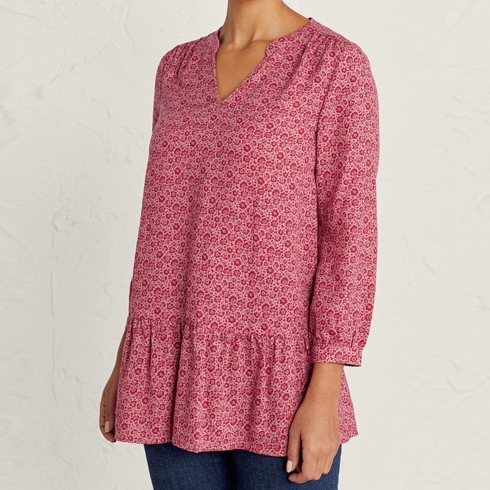 Seasalt Cornwall Colarossi Tunic Pink Floral Blouse Size 12